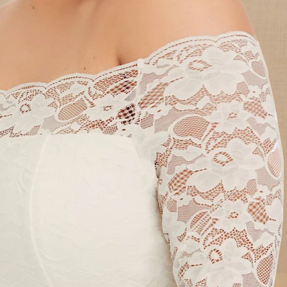 Torrid ivory lace off the shoulder bodycon wedding dress, Plus size 22 - Picture 3 of 6